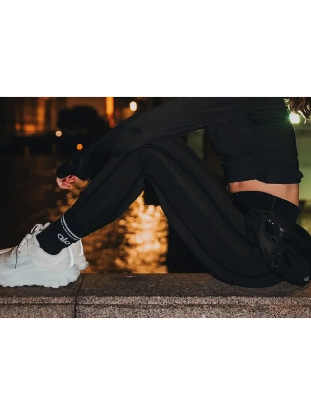 Alo Airlift High-Waist 7/8 Line Up Leggings Black Tights Sporty Skinny Pants L